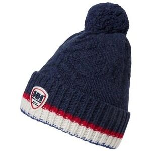 Helly Hansen 100% Merino Wool Pom Beanie Hat NWT Ski Après Navy Red White Womens